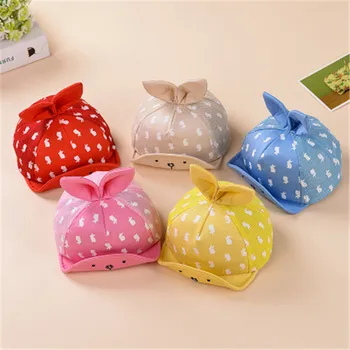

Summer Cute Cartoon Printed Baby Caps Hats for Infant Sun Hat with Ear Baby Girl Hats Spring Baby Cotton Visors Outdoor Cap