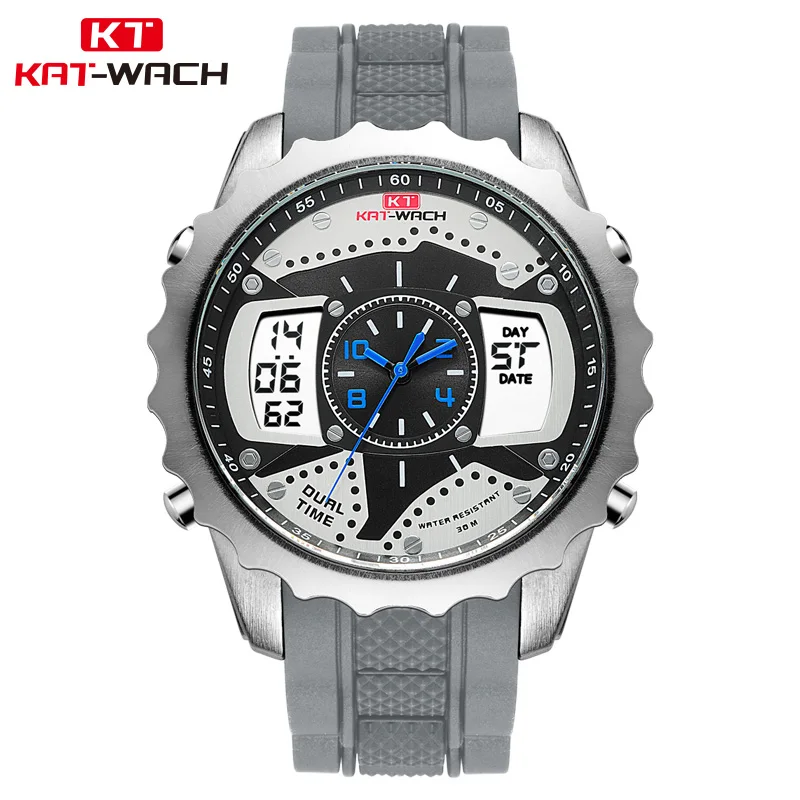 

KAT-WACH Fashion Waterproof Watch Brand Men Wristwatch Swimming Diving Analog Digital Silicone Men's Quartz Sports Watches