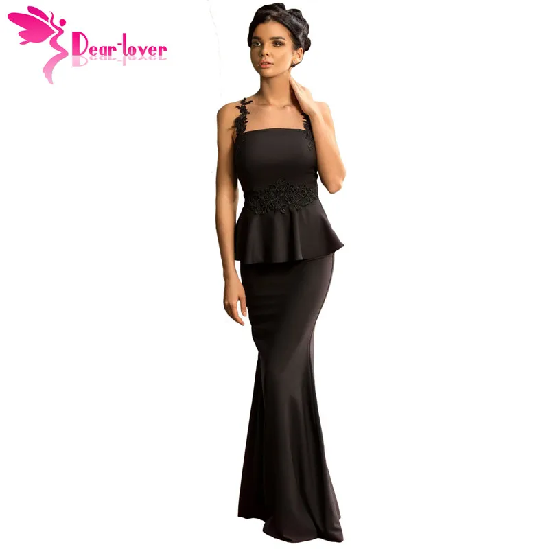 Dear Lover Long Dress Party Gowns Black Delicate Floral Applique Mesh Insert Maxi Peplum Dress Vestidos Longo Robe Femme LC61778 long-floral-maxi : image Dear Lover Long Dress Party Gowns Black Delicate Floral Applique Mesh Insert Maxi Peplum Dress Vestidos Longo Robe Femme LC61778 long-floral-maxi