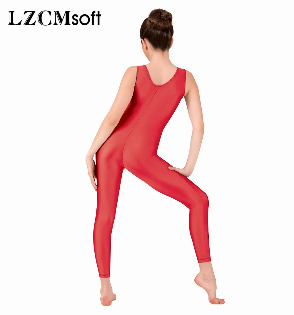 LZCMsoft, серый, для девочек, базовая майка, для балета, для танцев, детские, гимнастические, длинные, трико, спандекс, лайкра, для выступлений, танцевальные костюмы - Цвет: Red