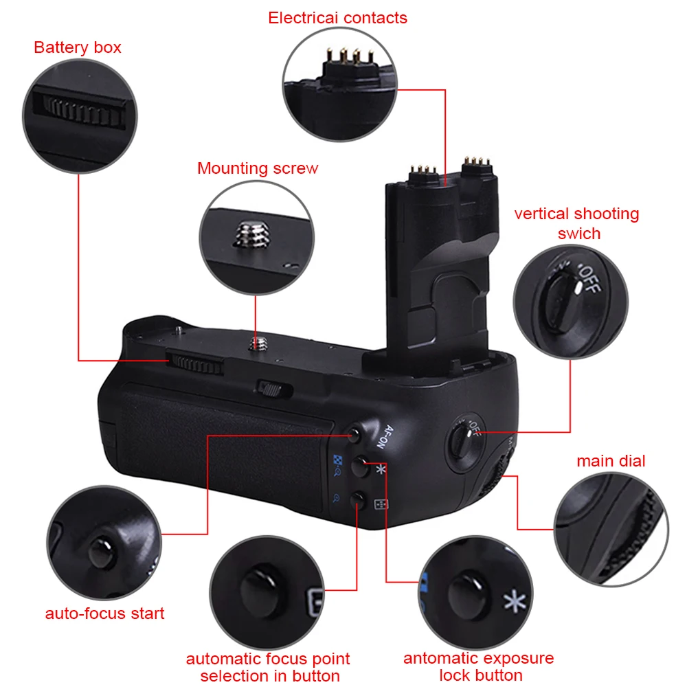 Batmax BG-E7 Battery Grip for Canon EOS 7D Digital SLR Camera as BG-E7 Battery Grip Work with LP-E6 or 6X AA-Size