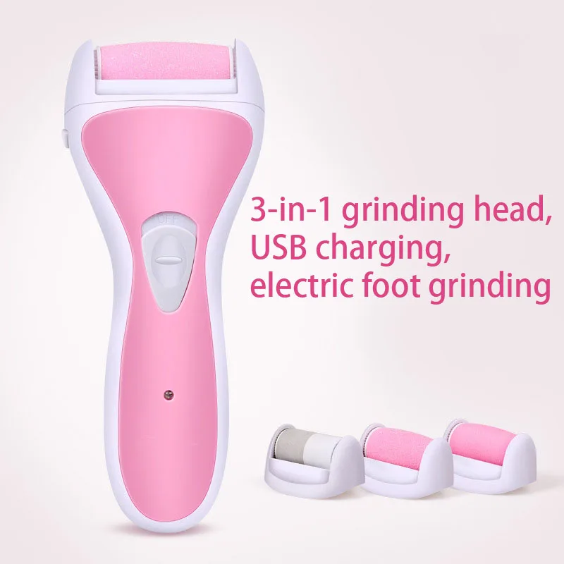 

3 in 1 Head USB Rechargeable Electric Pedicure Tools Foot Care Tool Foot Callus Remover Velvet Smooth Machine for Foot Heel Skin