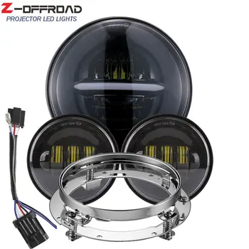 

Newest Motorcycle 7" LED Headlight Projector light+4.5Inch Fog Passing Lamps Lights+Mounting Bracket Adapter For Motor