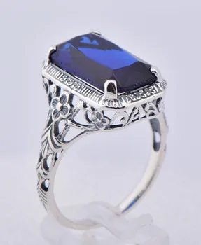 

Europe's latest punk wind restoring ancient ways type hollow out sterling silver 925 jewelry and fine figure sapphire ring
