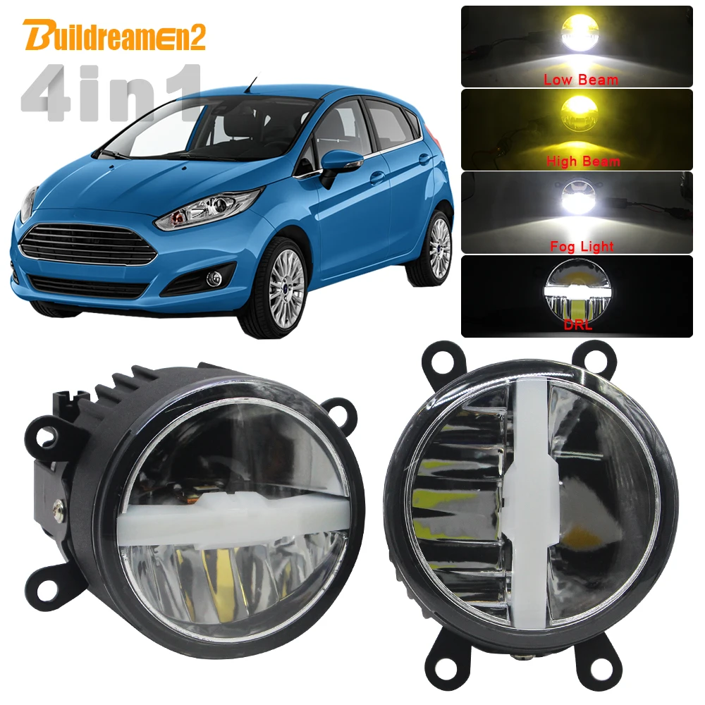 

4in1 Function Car 30W LED Fog Lamp H11 Headlight High Beam Low Beam DRL + Harness Wire 5000LM 12V For Ford Fiesta 2001-2015