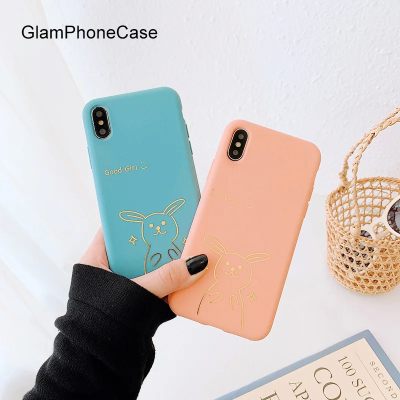 

GlamPhoneCase Golden Line Rabbit Phone Case For iPhone X XS Max XR Soft Silicone Cover For iPhone 7 8 6 6s Plus Case