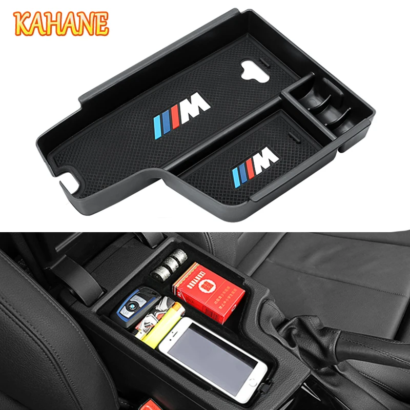 

KAHANE Car Styling ///M Logo Center Console Armrest Box Storage Front Door Interior Container Box FOR BMW F30 F31 320i 325i F32