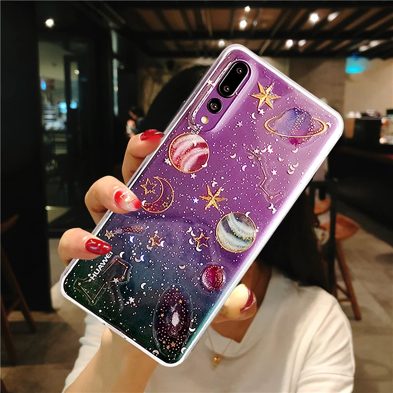 

Universe Planet Soft Case For Huawei P30 Pro P20 Mate 20X 20 Lite Honor 8X 20 Pro P Smart 2019 Shinning Space Clear Coque Fundas