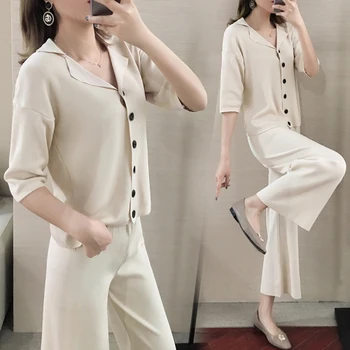 

Spring Knitting 2 Piece Set Women Two Piece Outfits Casual Ensemble Femme Deux Pieces Year-old Female Costume Tracksuit Ukraine