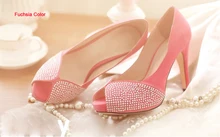 2016 New Style Fashion Peep Toe Spring High Heel Lady Shoes Wedding Dress Shoes Bridal Dress Shoes Graduation Party Prom Shoes