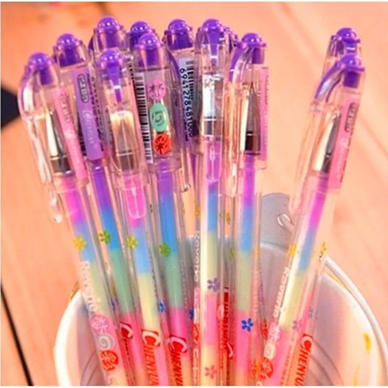 

10 pcs/ lotKorea Stationery New Novelty Multicolor Pen Multifunction 6 in1 Colorful Highlighter Creative School Supplies