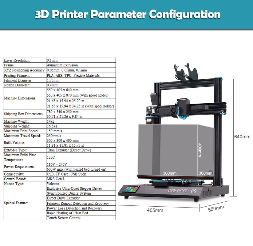 3d принтер Sidewinder X1 SW-X1 300x300x400 мм большого размера плюс высокая точность двойной оси Z TFT сенсорный экран