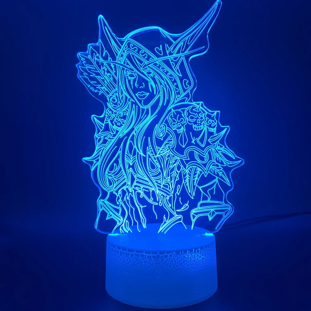 Светодиодный Ночной светильник, лампа Usb World of Warcraft, украшение детской комнаты, подарок на день рождения для детей, Wow Sylvanas Windrunner, 3d оптическая лампа