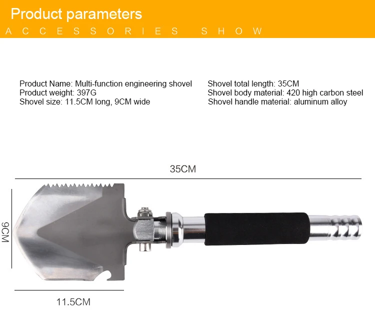Профессиональная тактическая многофункциональная лопата для выживания на открытом воздухе, складные инструменты, садовое оборудование для кемпинга, армейский инструмент