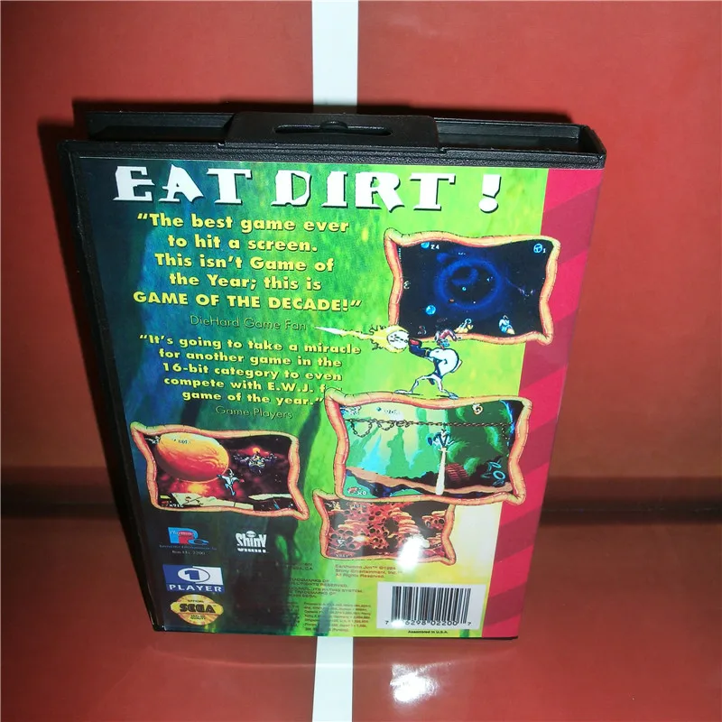 MD games card-Earthworm Jim US Обложка с коробкой и руководство для Sega megadrive Genesis Игровая приставка 16 бит MD card