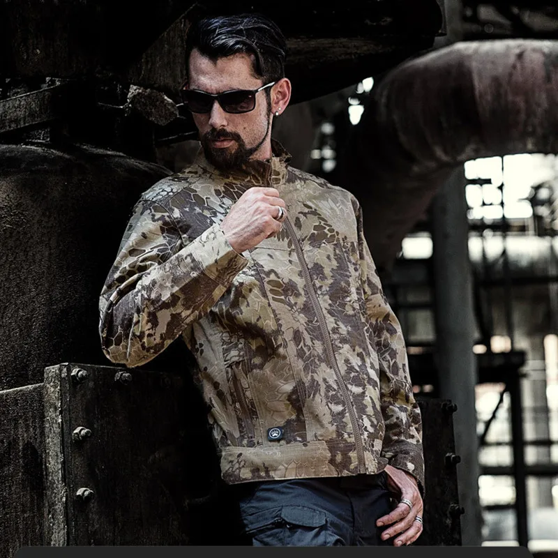 

Spring Men Tactical Camouflage Training Jacket Outdoor Camping Hiking Trekking Loose Coat Windproof Male Warm Overalls Clothes