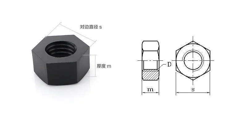 50 шт. DIN934 M2 M2.5 M3 M4 m5 m6 m8 m10 m12 черный нейлоновый болт нейлоновая Шестигранная гайка шестигранные пластиковые гайки