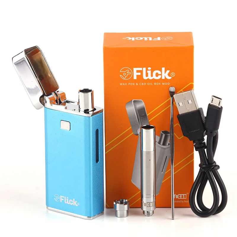 Original Yocan Flick 2 in 1 Kit thick Oil wax atomizer Vaporizer 650mah Battery quartz coil ego thread Electronic Cigarette mod Original Yocan Flick 2 in 1 Kit thick Oil wax atomizer Vaporizer 650mah Battery quartz coil ego thread Electronic Cigarette mod