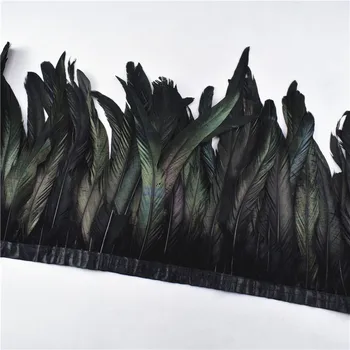 

1meter pheasant Rooster Tail black Feather ribbon Trim 25-30cmDIY decor feathers For Crafts Dress Skirt Carnival Costumes Plumas