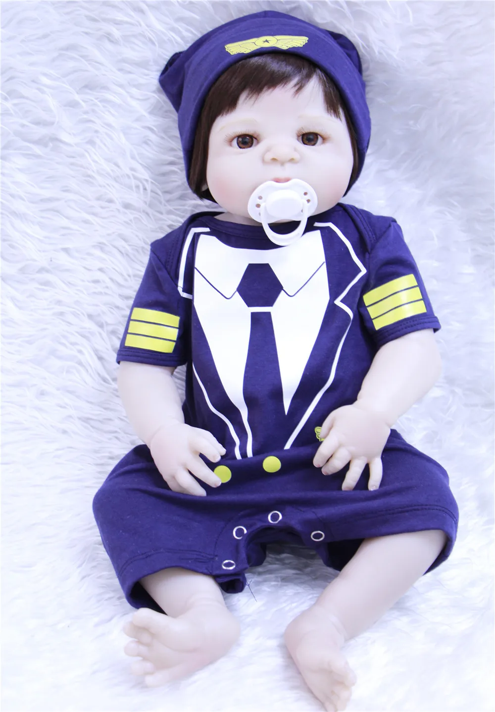 55 см полный корпус силиконовый Reborn Baby Doll игрушка 22 дюймов Новорожденный Bebe