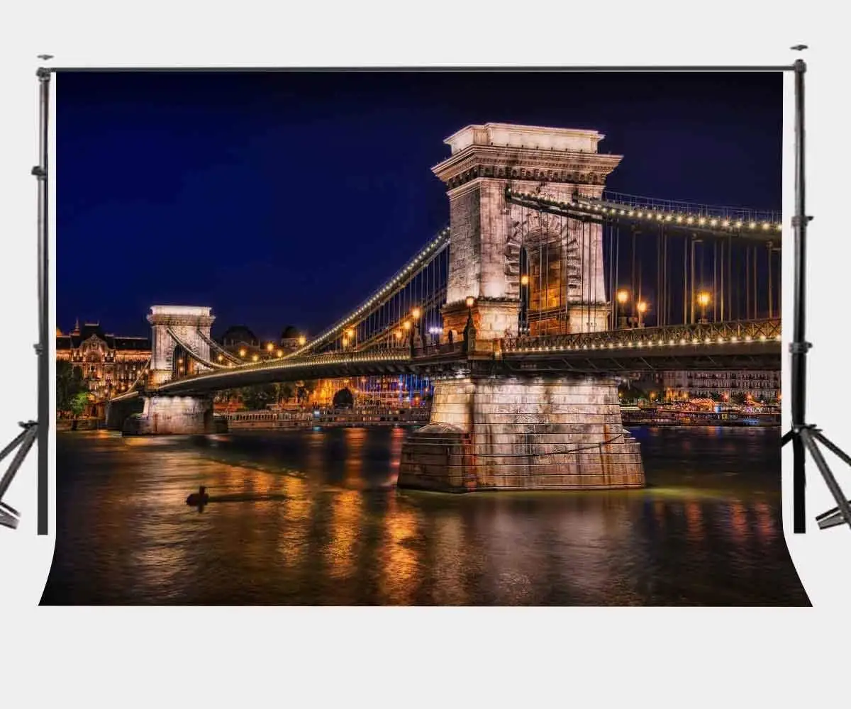 

7x5ft Photography Backdrop City Night Scene Backdrop European Bridge Photography Backdrop Studio Props