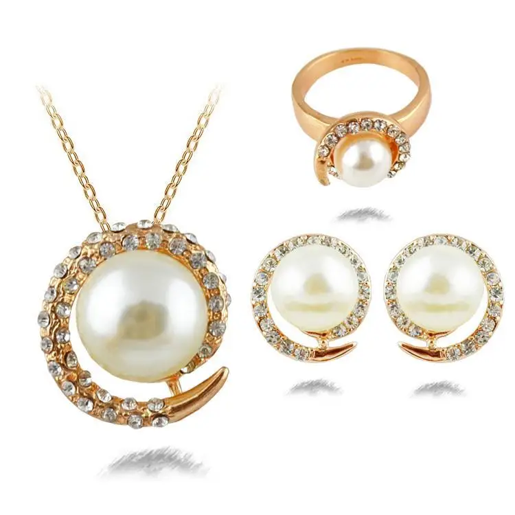 Freshwater Pearl Jewelry Sets White Gold Plated Freshwater Pearl Jewelry Sets White Gold Plated Earrings Necklace Ring Wedding Set In From