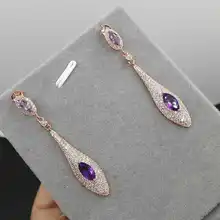 Натуральный аметист в форме капли серьги 925 серебро натуральный кристалл Висячие серьги для женщин личности вечерние тонкие серьги ювелирные изделия