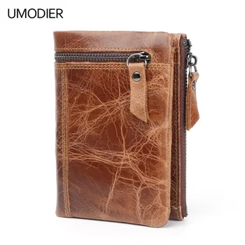 

UMODIER Genuine Leather Men Wallets RFID Wallets Male Card Holder Hasp Cow Leather Wallet Men Purse Small Coin Purse Carteira