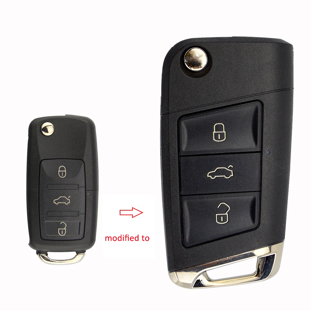 Модифицированный чехол OkeyTech для складного ключа Volkswagen Golf 7 Jettaa Passat Beetle Polo Bora с 3