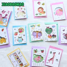 12 конвертов+ 12 карт, милые детские поздравительные открытки с животными, открытки на день рождения, милые рождественские открытки на день рождения, спасибо