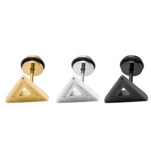 1 пара серьги гвоздики для мужчин унисекс уха из нержавеющей стали полые серьги стержня треугольная серьга-гвоздик подарок пирсинг Brinco