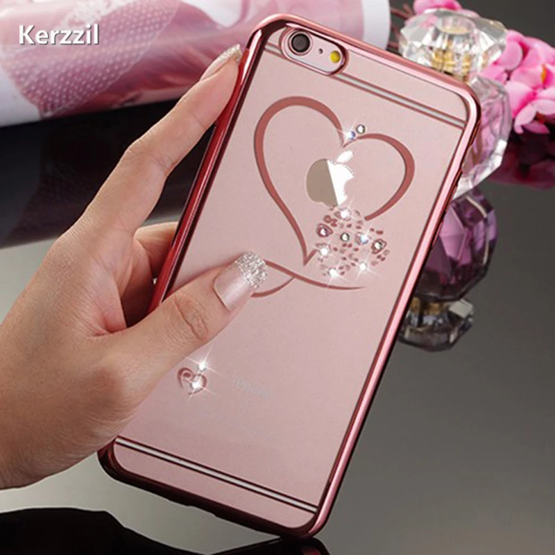 Чехол Kerzzil с кристаллами и алмазным цветком для iPhone 7 7plus 6 6s Plus блестящий чехол