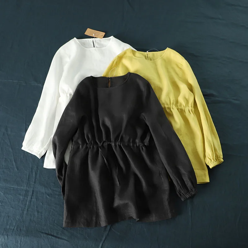 

Summer Autumn New Arrivals Women Loose All-match Japanese Style Mori Girls Comfortable Thin 17*21 Linen Shirts/Blouses 3 Colors