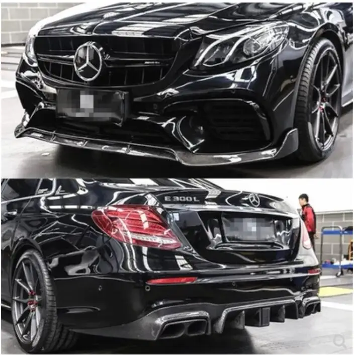 

Carbon Finber Front Lip Rear Bumper Diffuser With Exhaust Tips Side Skirt Spoiler For Benz W213 E200 E260 E300 E63S AMG 16-2019