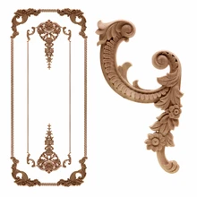 Винтажная Неокрашенная древесина наклейки с резьбой угловая аппликация, рама для домашней мебели настенные двери шкафа декоративные деревянные миниатюрные ремесла