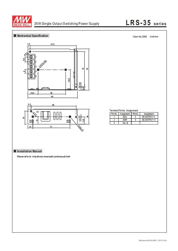 Бренд MEAN WELL представляет LRS-35 50 75 100 W 3,3 V 5V 12V 15V 24V 36V 48 V meanwell LRS-100 3,3 до 5 лет, 12 предметов в упаковке 15 24 36 48 V 100 W импульсный источник Питание