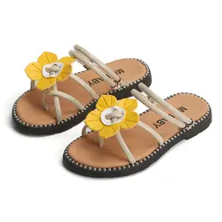 Обувь для девочек шлёпанцы женщин 2019 новые летние богемные цветы пляжная обувь тапочки для принцессы
