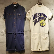 MaleM-XXLshorts мужской повседневный летний цельный модный тонкий боди с коротким рукавом льняной комбинезон одежда певицы