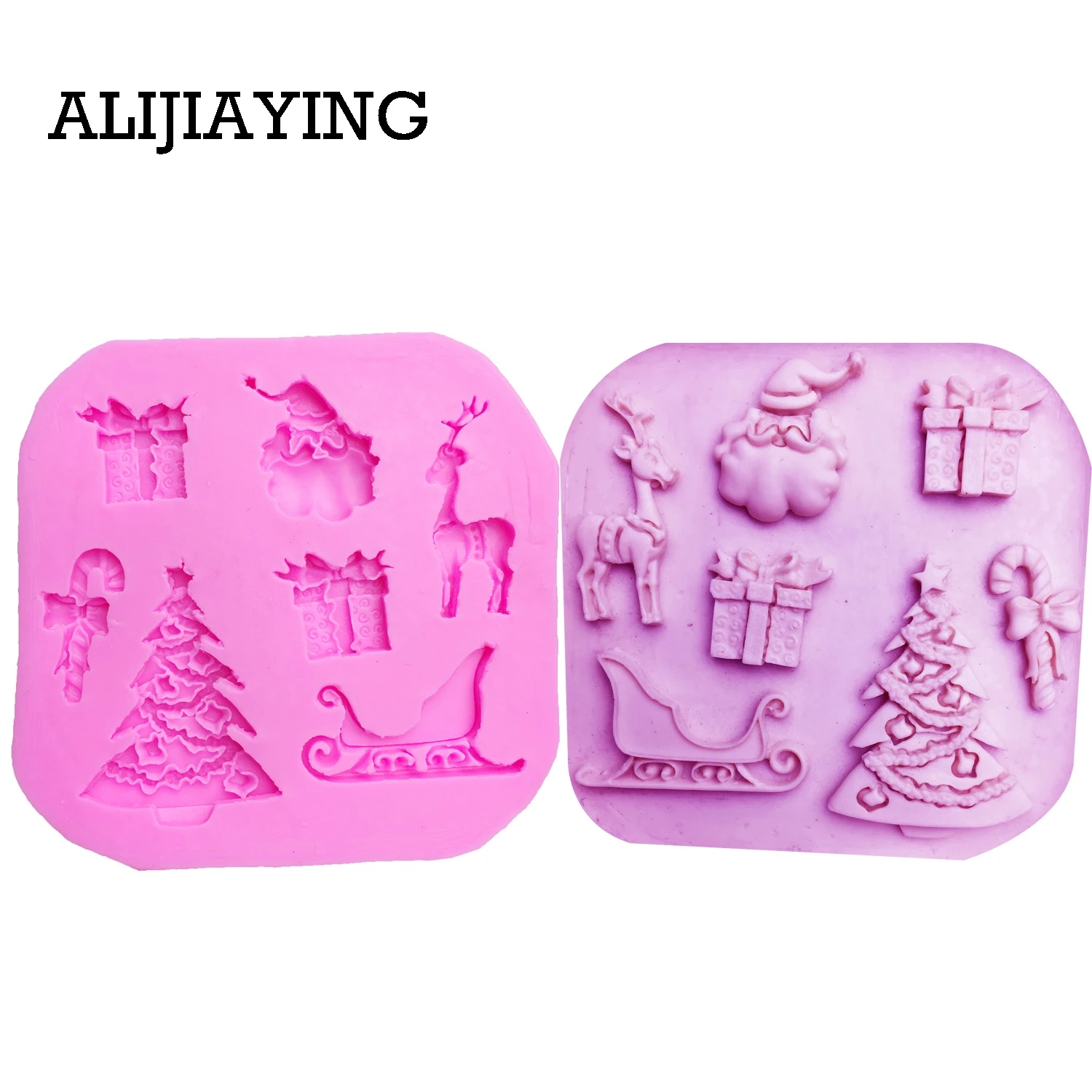 

M0017 DIY Deer Tree Christmas gift Santa Claus cake mould fondant silicone mold baking tools for cakes dessert decorator