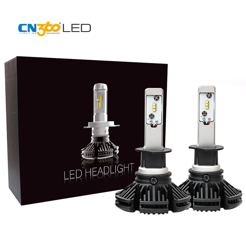 

CN360 2PCS H1 Led Car Headlight Bulb 2nd GEN ZES Chip 50W 6000LM 12V Single Lamp Adjustable Chuck Light Perfect Light Pattern
