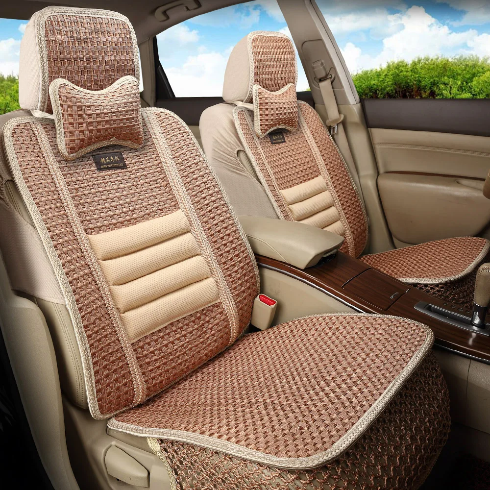 

KKYSYELVA Car Seat Cover Set Leather Spring Summer Autumn Winter Auto Seat Cushion for Toyota Interior Accessories
