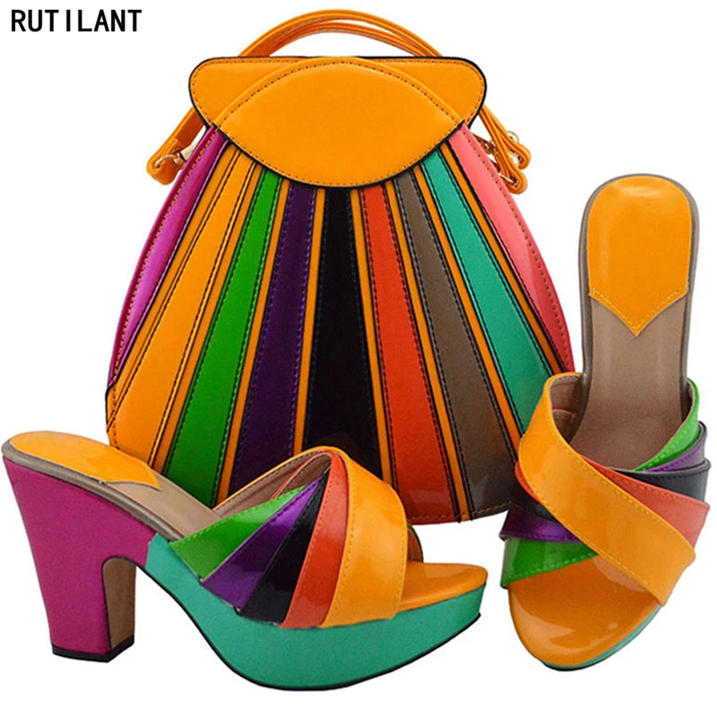 

New Woman Italian Shoes and Bags Set African Shoes and Bags Matching Set Designer Shoes Women Luxury 2018 High Heels Women Pumps