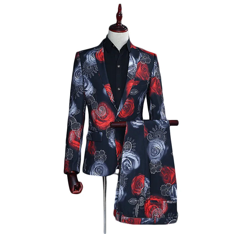 

Loldeal Mens Wedding Suits 2018 Slim Fit Men Floral Suits Latest Coat Pant Designs Costume Homme Mariage Male Stage Wear