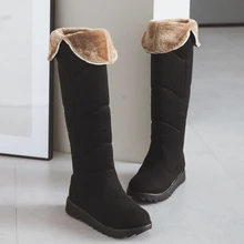 S. Romance/Большие размеры 34-43, зимние ботинки г. Женские ботинки на танкетке с круглым носком женская обувь женские зимние черно-Бежевые ботинки SB156