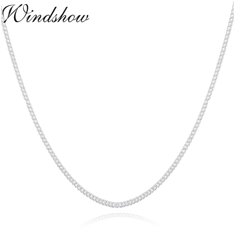 35cm 80cm Slim Thin Pure 925 Sterling Silver Side Curb