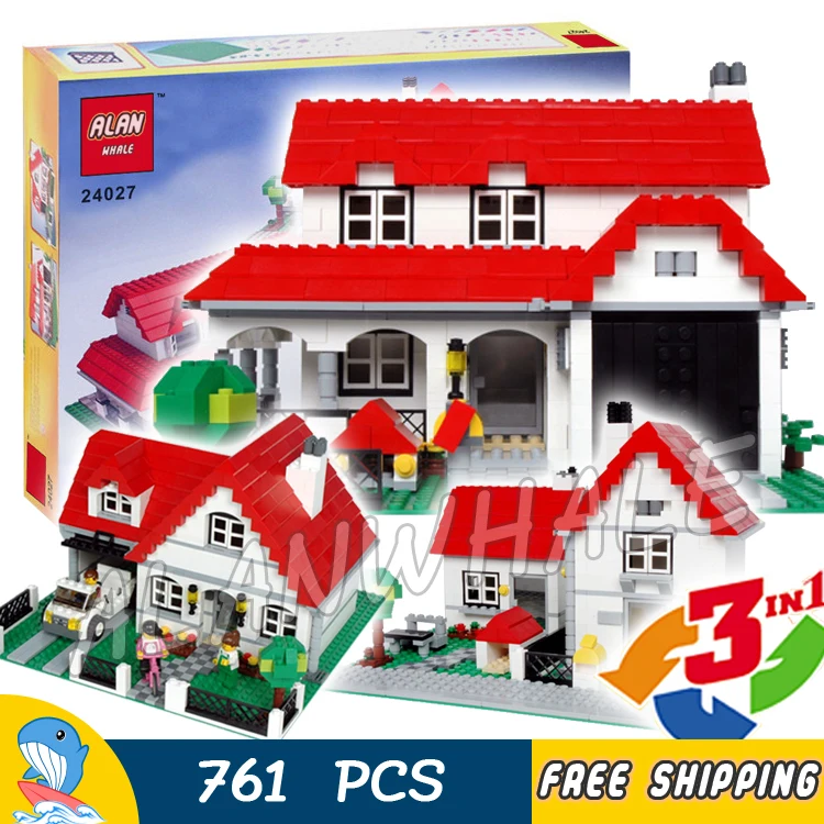 

761pcs 3in1 Creator House Garage Driveway Fence Gardens 24027 DIY Model Building Blocks Assemble Toy Bricks Compatible with Lego