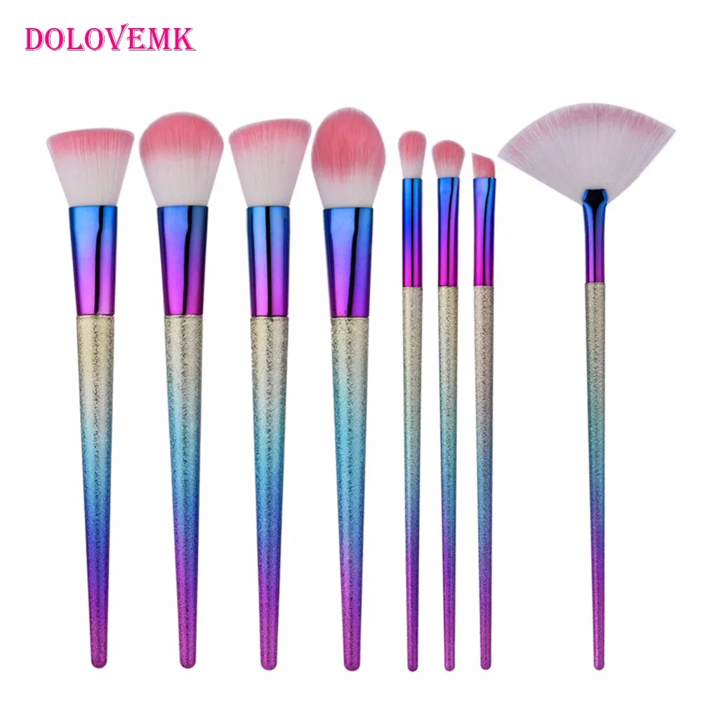 

Dolovemk 8Pcs Makeup Brushes Set Professional Soft Synthetic Hair Powder Brushes Makeup Tools