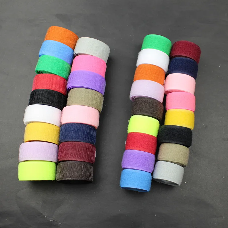 

1Pair 100*2.5CM Hook and Loop Adhesive Fastener Tape 100% Polyester Colorful Magic Sticker Adesivo Dual Lock Tape No Glue