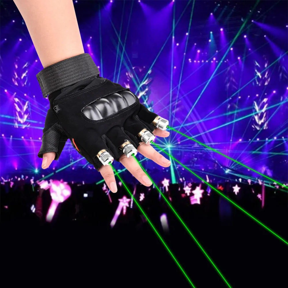 

Halloween Green laser beam multi beam laser gloves luminous glove stage DJ night glow props led Palm finger Light Dancing club