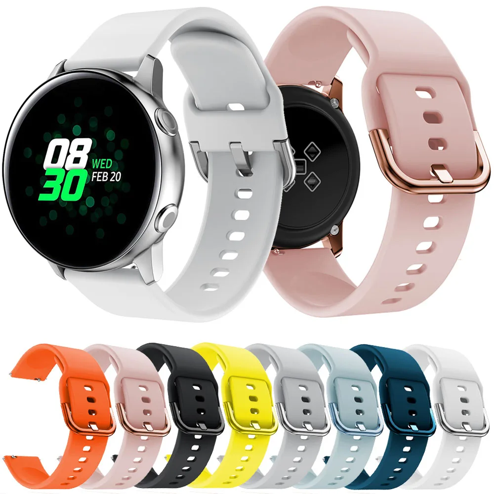 Ремешок силиконовый 20 мм для Samsung Galaxy Watch Active классический спортивный браслет